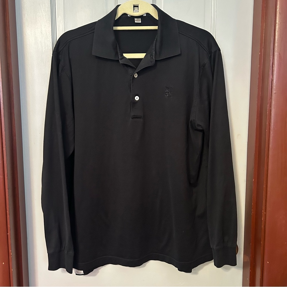 Peter Millar Black Long Sleeve Golf Polo Sz S